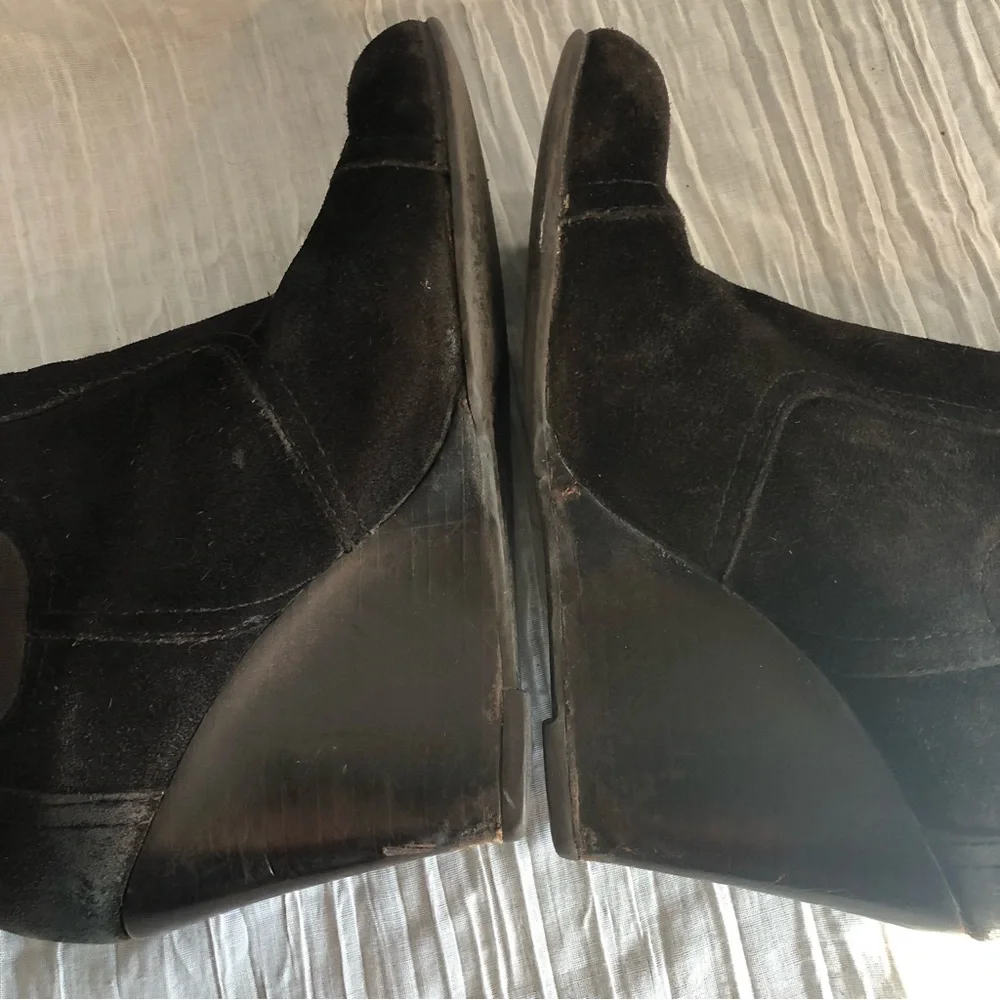 TORY BURCH boots Adrienne womans SZ 7 black suede high heel wedge ankle boots